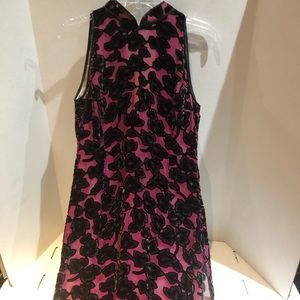 Maxi sheer and velvet floral dress with side skits size S